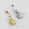 FLOWER BUTTERFLY MULTI CZ BELLY BUTTON NAVEL RING 316L SURGICAL STEEL